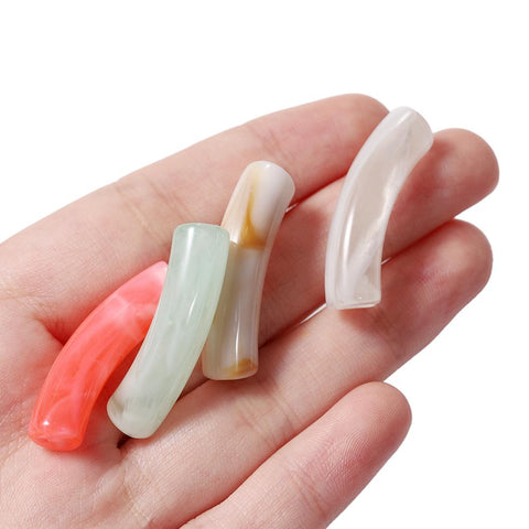 Colorful Bent Pipe Bead Acrylic Curved Tube Beads for DIY -JW01494-Veeddydropshipping