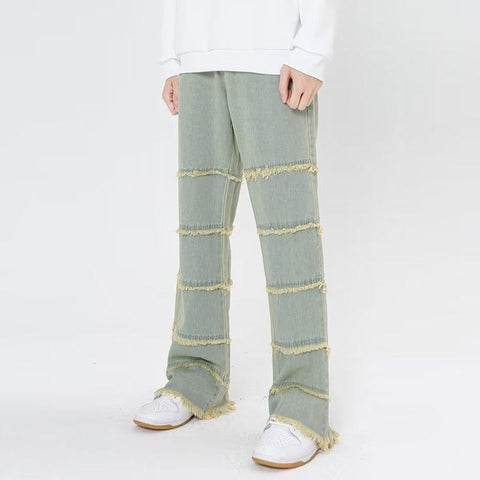 Washed Blue Baggy Men Jeans Pants Straight Hip Hop-MF00643-Veeddydropshipping