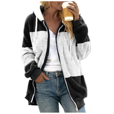 Plus Size Women Warm Plush Jackets Loose Fleece Coats-Veeddydropshipping
