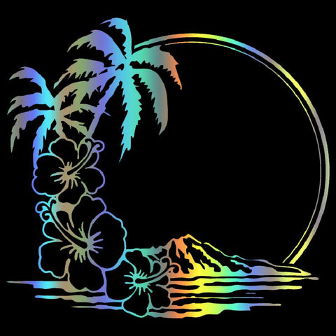 Hibiscus Palm Trees Car Stickers Vinyl Decal for Window Wall-AM00897-Veeddydropshipping