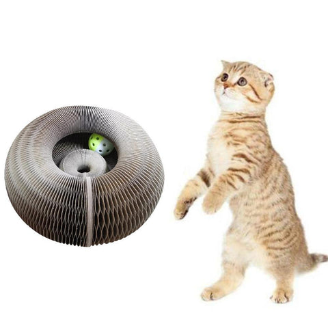 Foldable Cat Scratch Board Toy with Bell-HA01384-Veeddydropshipping