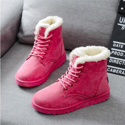 Snow Boots Female Boots Warm Lace Flat with Women-BS01002-Veeddydropshipping