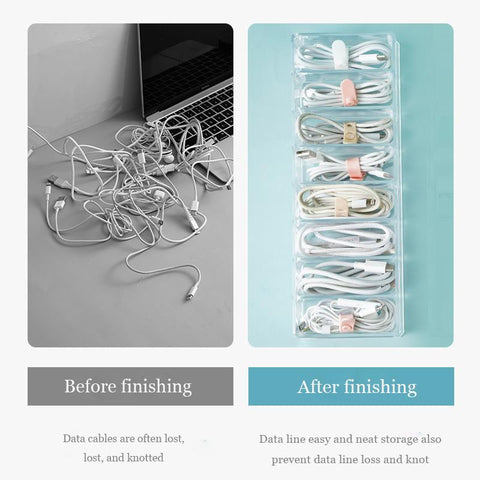 Desktop data cable storage box transparent mobile phone power cable charger earphone organizing-PA00873-Veeddydropshipping