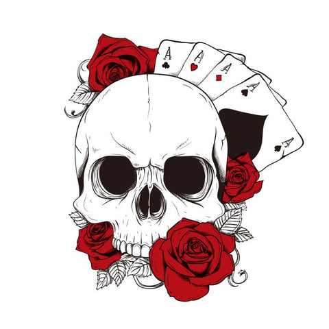 Skulls Playing Cards and Roses Car Decoration Waterproof-AM00834-Veeddydropshipping
