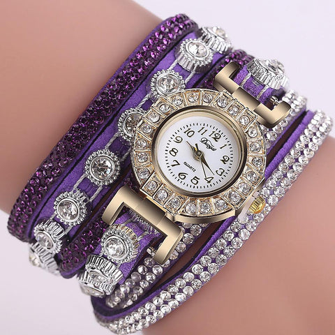 Watch Fashion Leather With Diamond Bracelets for Women Clock-JW00999-Veeddydropshipping