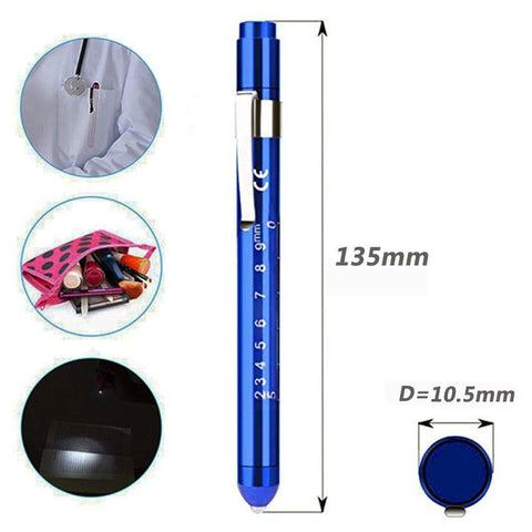 1PCS Reusable LED Medical Penlight Flashlight With Pupil Gauge Pocket Clip-TI00782-Veeddydropshipping