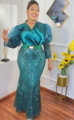 Plus Size  African Maxi Dresses Women-WF01501-Veeddydropshipping