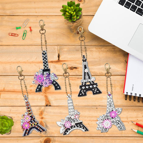 DIY Diamond Painting Keychain Eiffel Tower Keyring-HA00117-Veeddydropshipp