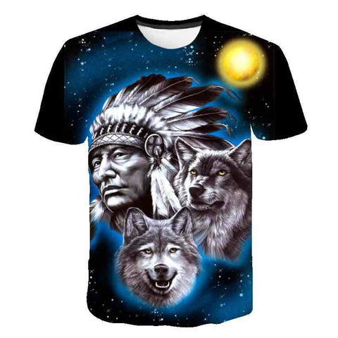 Kids Boys T-shirt Baby Short Sleeve Animal Wolf Tops Children Summer Print-TB01145-Veeddydropshipping