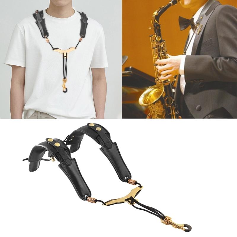 Adjustable Sax Black Double Shoulder Strap Harness Sax Musical-OS01540-Veeddydropshipping