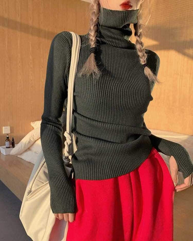 Women heaps collar Turtleneck Sweaters Slim Pullover-WF00004-Veeddydropshipping