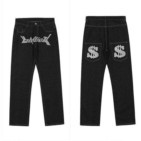 jeans y2k American street retro mid-waist fashion-MF00647-Veeddydropshipping