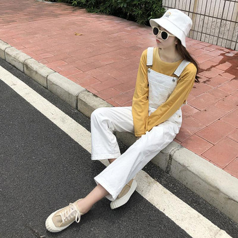 Denim Suspender Pants Women High Wais-WF00554-Veeddydropshipping