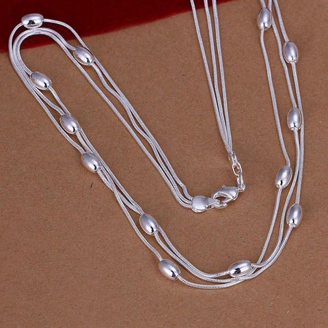 beads 925 Sterling Silver Bracelet necklace Jewelry set  -JW00212-Veeddydropshipping