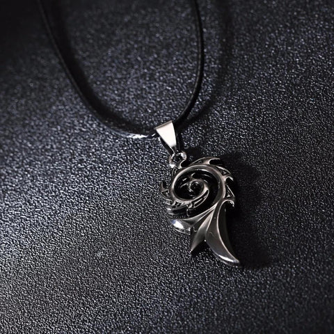 Stainless Steel Leather Chain Pendant Necklace Charm Necklace Jewelry -JW00258-Veeddydropshipping