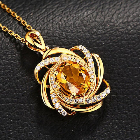 18 K Gold Necklace Crystal Jewelry Pendant Womens -JW00073-Veeddydropshipping