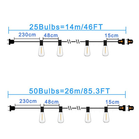 ST38 Globe Outdoor LED String Lights Plastic Shatterproof Bulbs Waterproof-TI00906-Veeddydropshipping
