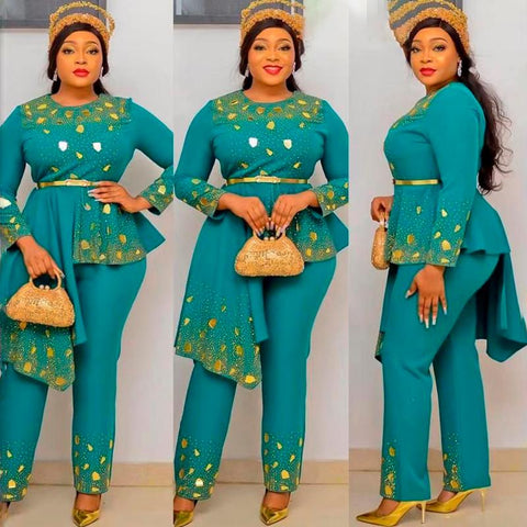 Plus Size Women Chiffon Clothing Two Piece Set-WF01719-Veeddydropshipping