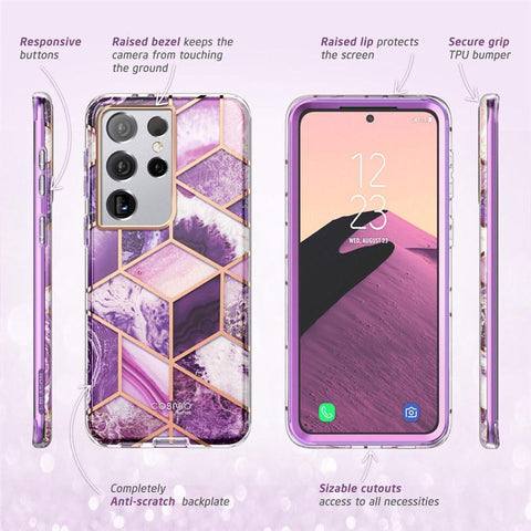 For Samsung Galaxy S21 Ultra Case 6.8&quot; (2021) I-BLASON Cosmo Full-Body Glitter Marble-PA00214-Veeddydropshipping