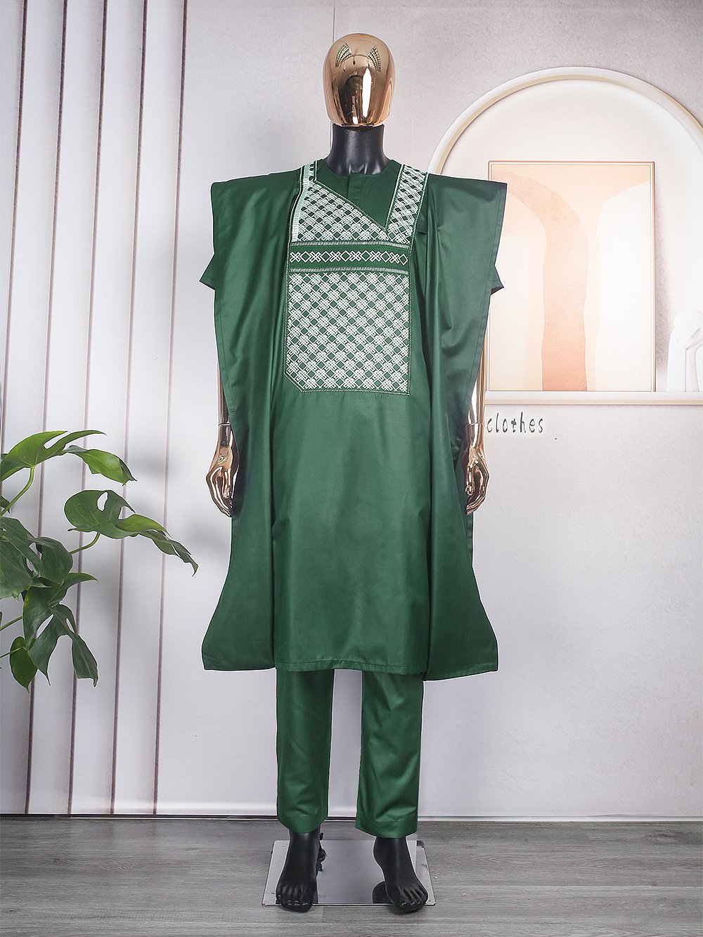 African Short sleeve Shirt Pants Dashiki Clothes-WF01720-Veeddydropshipping