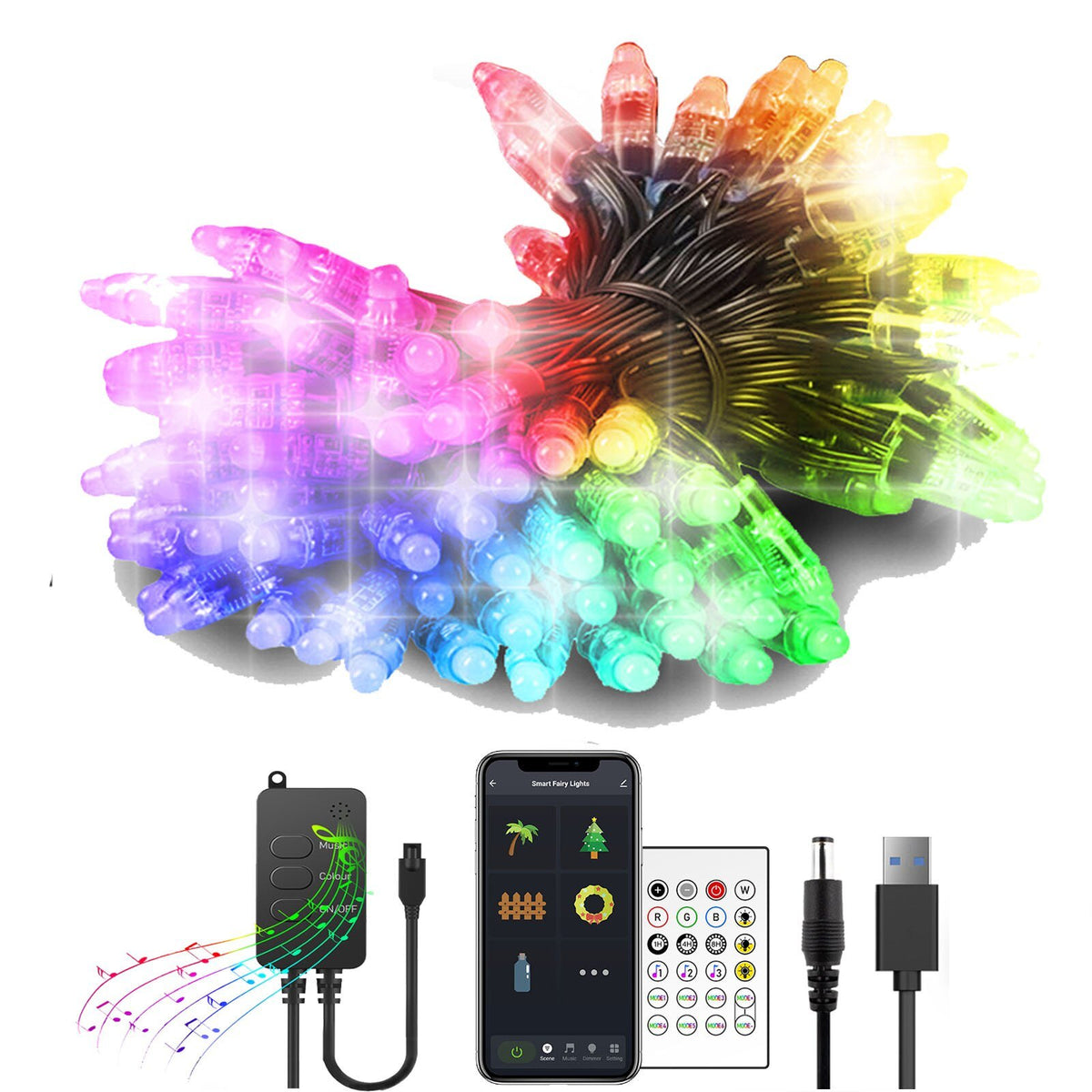 Dreamcolor Outdoor String Lights With 20 Colorful Modes Music Sync Voice-TI00911-Veeddydropshipping