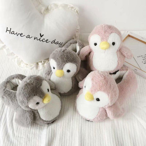 Filled PP Cotton Penguin Doll Home Slippers Soft Animal-BS01127-Veeddydropshipping