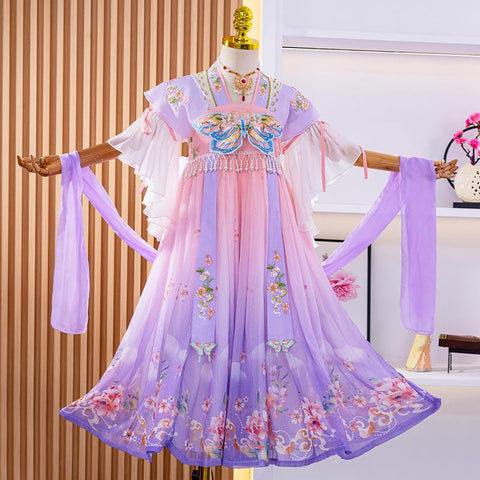 Girl Hanfu Tang Suit Chinese Style Children Dress Summer Ancient Costume-TB00863-Veeddydropshipping