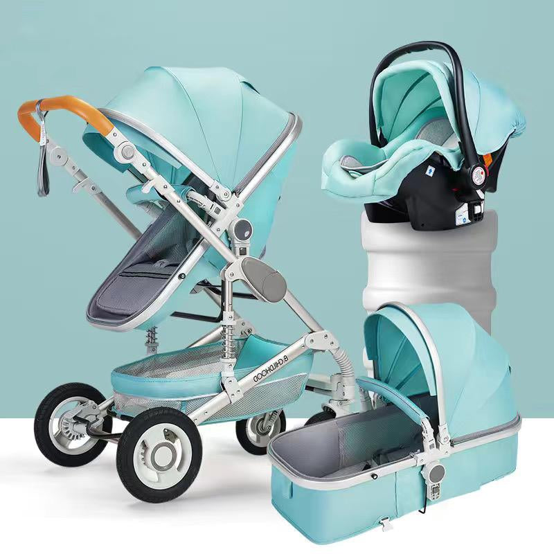 baby stroller 3 in 1 with car seat,Luxury Multifunctional  BABY carriage,blue-TB00353-Veeddydropshipping