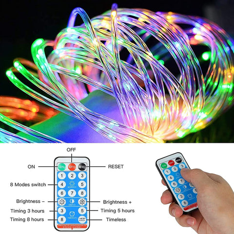 2023 Solar Powered Rope Lights Waterproof Dimmable Timer Tube Garland-TI00924-Veeddydropshipping