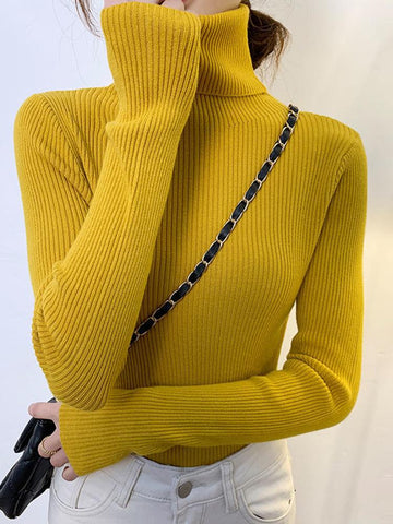Women Pullover Turtleneck Sweater Autumn Long Sleeve-WF00003-Veeddydropshipping