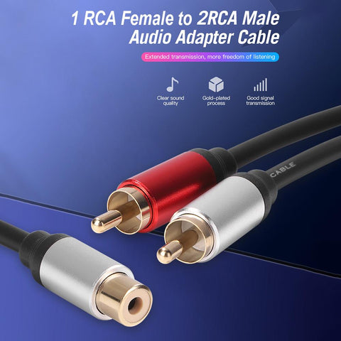 1 RCA  Splitter Cable Female to 2 Male RCA Jack Adapter Aux Y Type Cable Splitter-CE00960-Veeddydropshipping