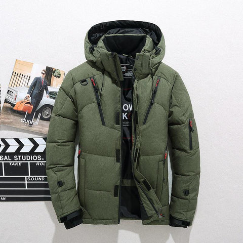 White Duck Down Jacket Warm Hooded Thick Down Jacket-MF01214-Veeddydropshipping