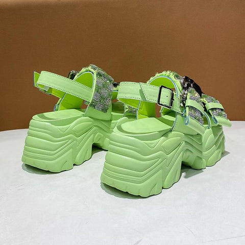 Summer Bling Platform Slippers Woman Thick Bottom Flip-BS00878-Veeddydropshipping