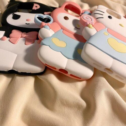 Cute 3D Lovely Girls Cartoon Silicone Case for iPhone 11 12 13 14 Pro Max XS Max-PA00153-Veeddydropshipping