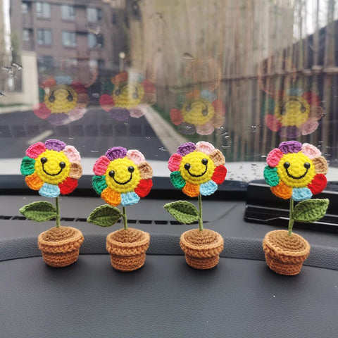 Handmade Crochet Cute Rainbow Car Accessories  Dashboard Interior-AM00057-Veeddydropshipping