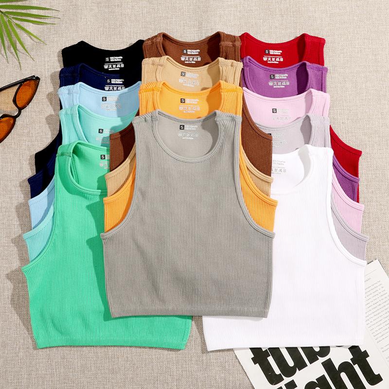 Crop Top Women Solid Basic T-shirts-WF00017-Veeddydropshipping