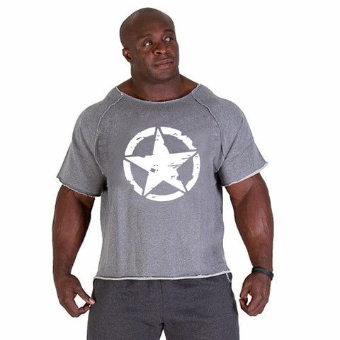 T-shirt Fitness Men's Bodybuilding Shirt Bat Sleeve Shredded Cloth Shirt-Veeddydropshipping