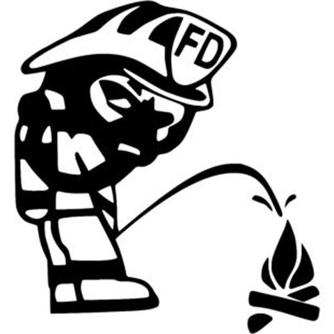 Peeing on Fire Fun Decals Black/Silver KK Vinyl Accessories-AM00989-Veeddydropshipping