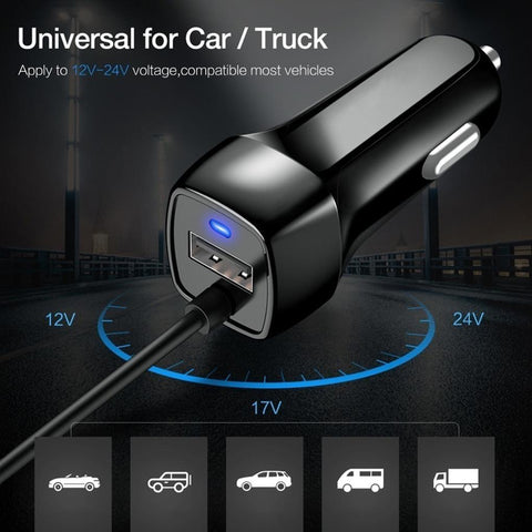 USB Car Charger With Spring USB Cable Cigarette-PA01197-Veeddydropshipping