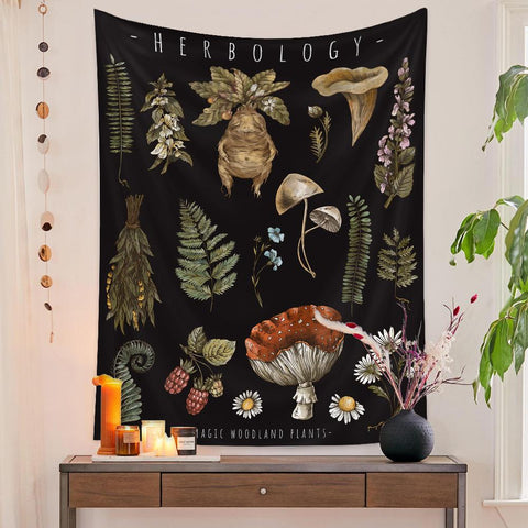 Botanical Print Floral Tapestry Wall Hanging-HA00218-Veeddydropshipping