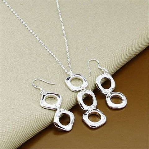 925 Sterling Silver Snake Chain Jewelry Sets Necklace Earrings Sets- JW00267-Veeddydropshipping