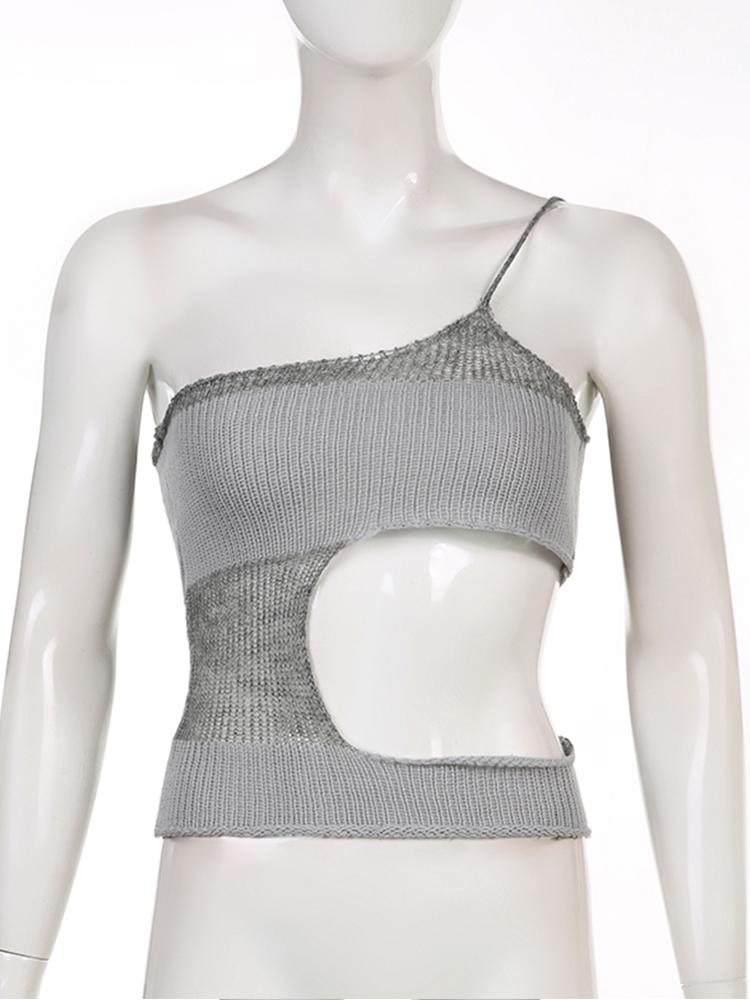 Knitted Crop Top Asymmetrical Camis Backless Sexy Women-Veeddydropshipping