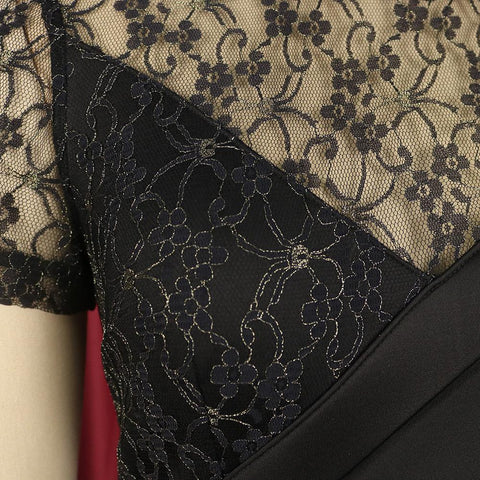 Black Dress Lace Patchwork Elegant for Women-WF00025-Veeddydropshipping