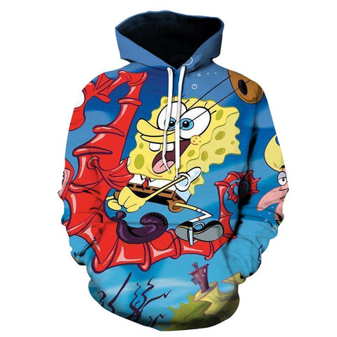 Men Sponge Family Print 3D Hoodie Sweatshirt Men-MF00273-Veeddydropshipping