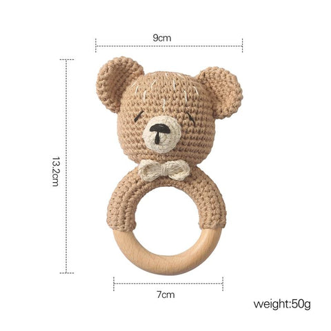 1PC Crochet Animal Rattles Soother Bracelet Cartoon Bear Baby Rattle Toy-TB00824-Veeddydropshipping