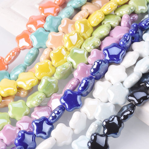 Star Flower Shape Shiny Glossy Glazed Loose Beads lot for DIY -JW01536-Veeddydropshipping