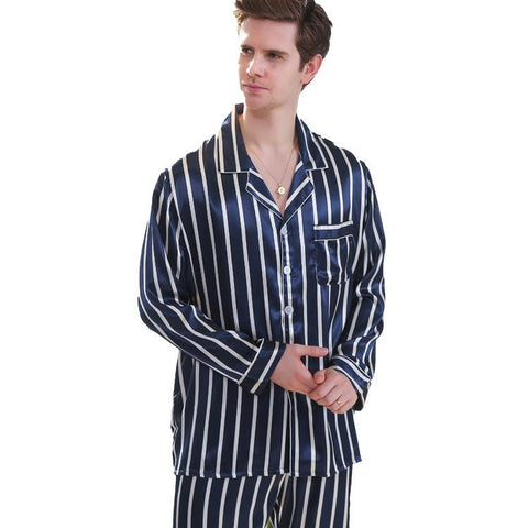 Euro/US Size Long Sleeve Pajamas Sleeping Suit Housewear Silk Pajamas for-MF01594-Veeddydropshipping