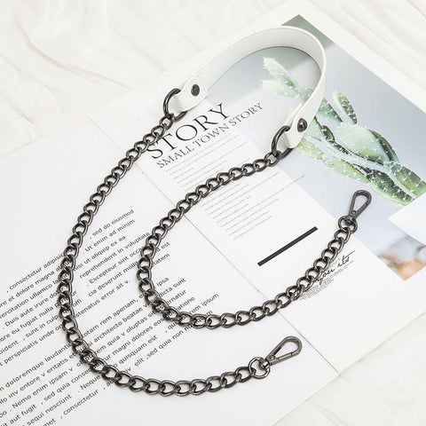Crossbody Bag Strap White PU Leather Handle with 9mm Gold-BS00701-Veeddydropshipping