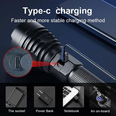 XHP360 Led Flashlight 26650 Rechargeable Torch Usb Powerful Tactical-TI00762-Veeddydropshipping