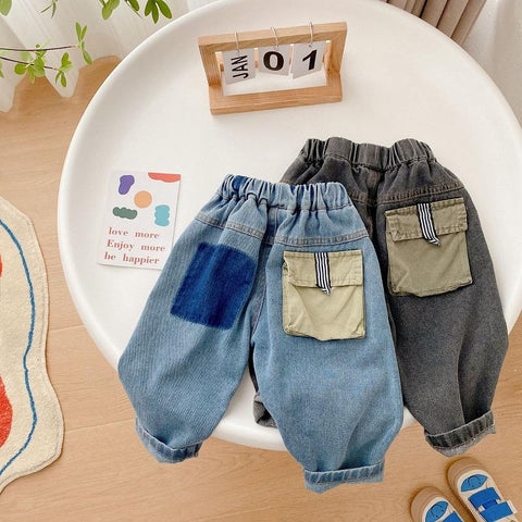 Toddler Kids Boy Jeans 2022 New Autumn Children Cartoon Pattern Loose-TB01263-Veeddydropshipping